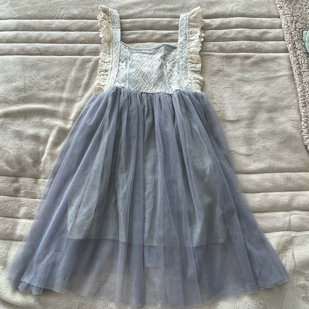 Lace and Tulle Tank Top with Ruffle Straps